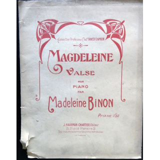 Magdeleine valse pour piano par Madeleine Binon édité par J. Haakman-Cartier Editeurs