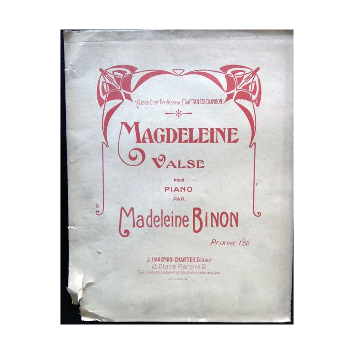 Magdeleine valse pour piano par Madeleine Binon édité par J. Haakman-Cartier Editeurs