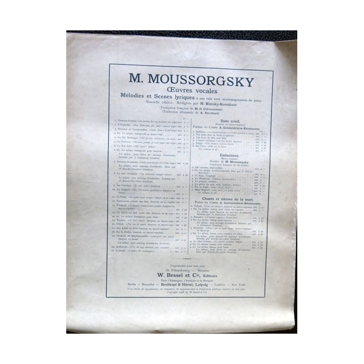 Snégourrotchka (fleur des neiges) opéra en 4 actes Musique de N. Rimsky-Korsakow, W. Bessel & Cie Editeurs
