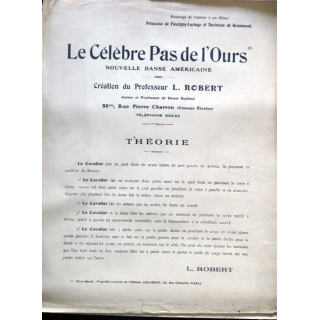 Le célèbre Pas de l'Ours nouvelle danse américaine du Professeur L. Robert, Salabert Editeur Paris