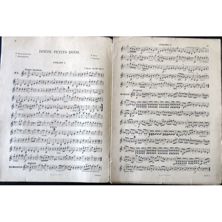 Mazas 12 petits duos pour 2 violons Op 38 cahier N° 1, Arrangement Max Schultze, Collection Litolff
