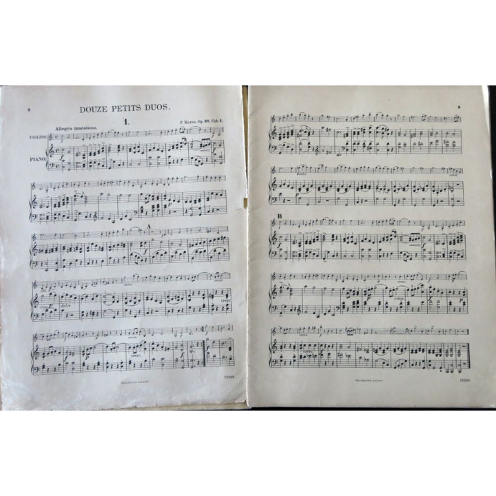 Mazas 12 petits duos pour 2 violons Op 38 cahier N° 1, Arrangement Max Schultze, Collection Litolff