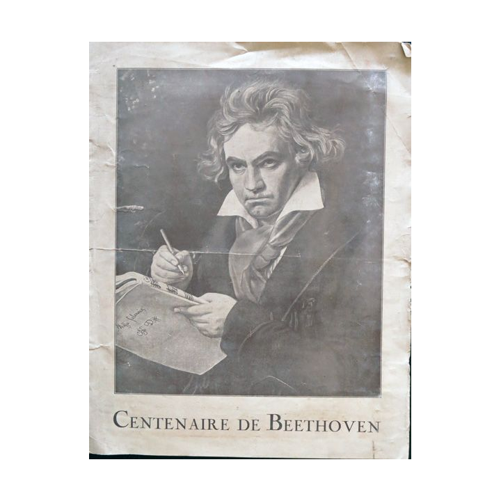 Feuillet centenaire de Beethoven 1927 double page, Felix Delgrange, office mondial de concerts