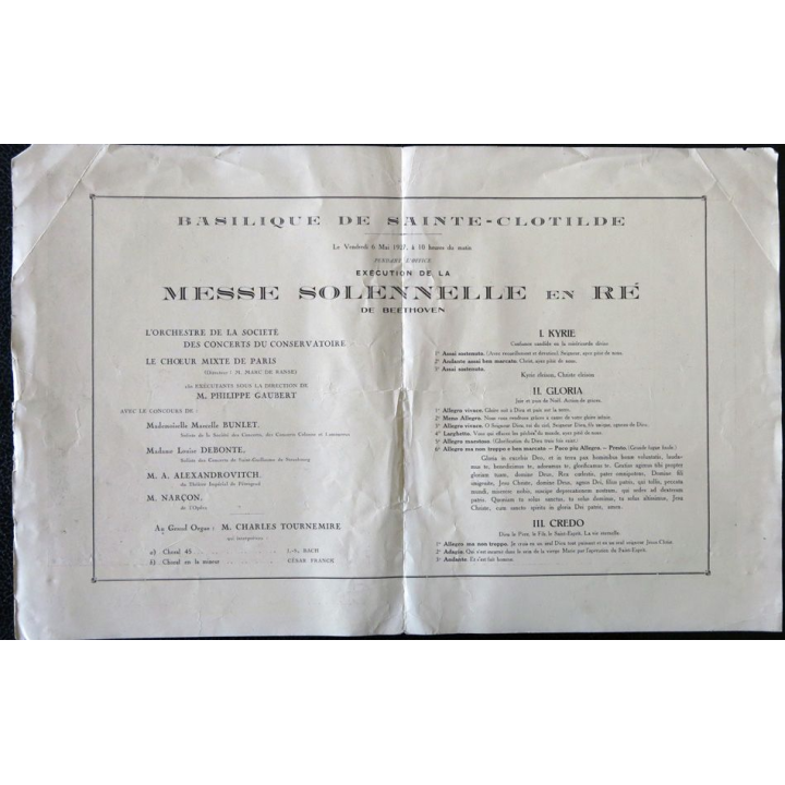 Feuillet centenaire de Beethoven 1927 double page, Felix Delgrange, office mondial de concerts