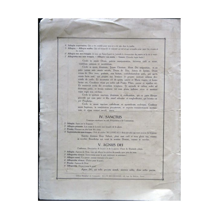 Feuillet centenaire de Beethoven 1927 double page, Felix Delgrange, office mondial de concerts