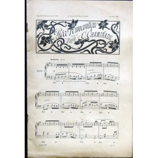 Supplément musical N° 2842  14 aout 1897, Pièce romantique pour piano par C. Cheminade