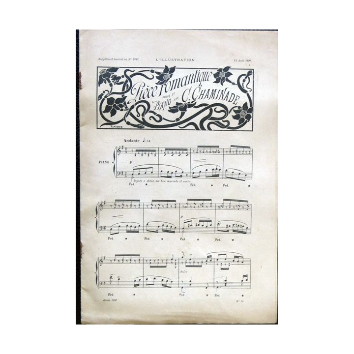 Supplément musical N° 2842  14 aout 1897, Pièce romantique pour piano par C. Cheminade