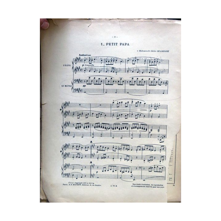 La Nursery pour piano à quatre mains 2° receuil de D.E. Inghelbrecht, Editions littéraires et musicales A.Z Mathot