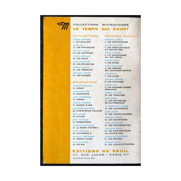 les conquistadores 1964 de Jacques Lafaye aux éditions du Seuil - Le temps qui court