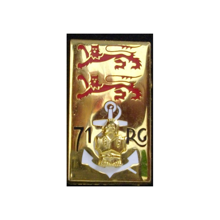 71° RG : insigne du 71° régiment du génie de fabrication Boussemart G. 2149 dos mat
