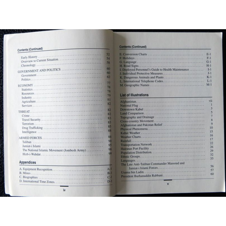 Afghanistan Country Handbook A Field-ready référence publication octobre 2001 for official use only
