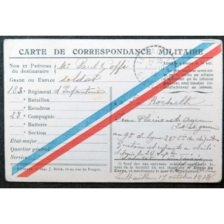 Carte de correspondance militaire du 123° Régiment d'Infanterie 28° Cie