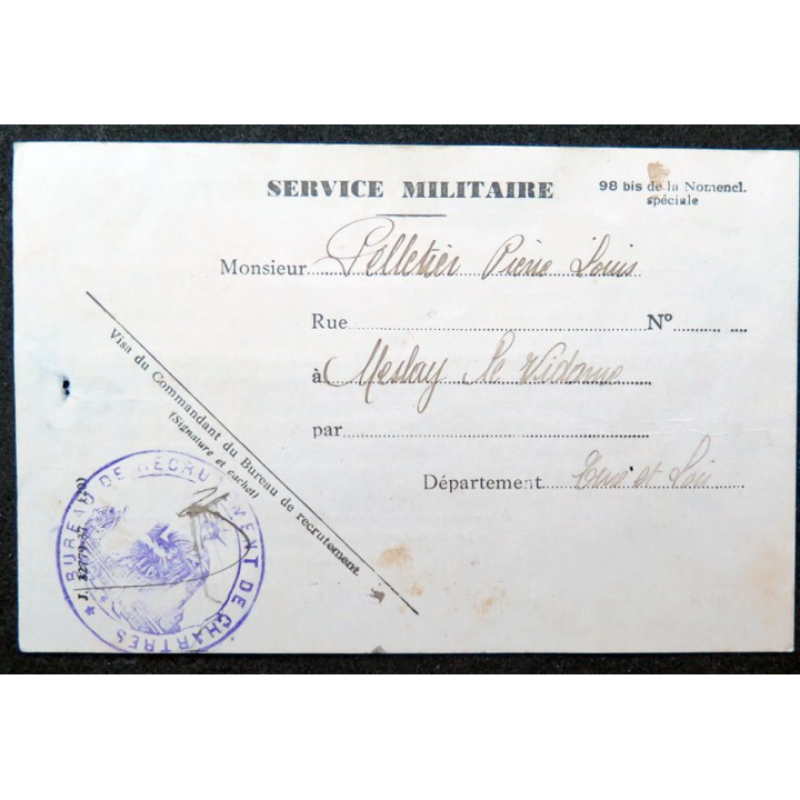 Titre de libération définitive 1937 à Chartres 