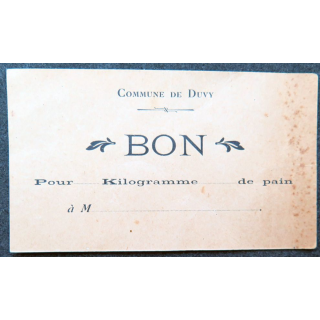 Bon de la commune de Duvy pour du pain