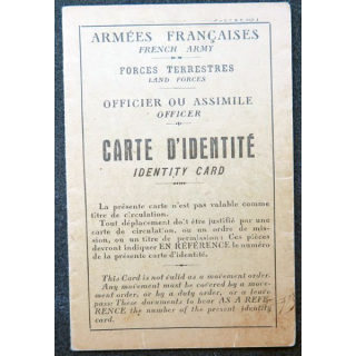 Carte d'identité militaire du lieutenant Leroux du 404° Pionniers 1940
