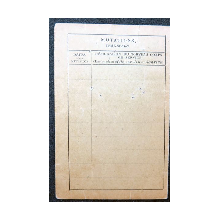 Carte d'identité militaire du lieutenant Leroux du 404° Pionniers 1940