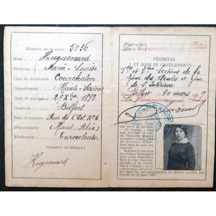 Carte de circulation dans la zone des Armées Belfort 1919