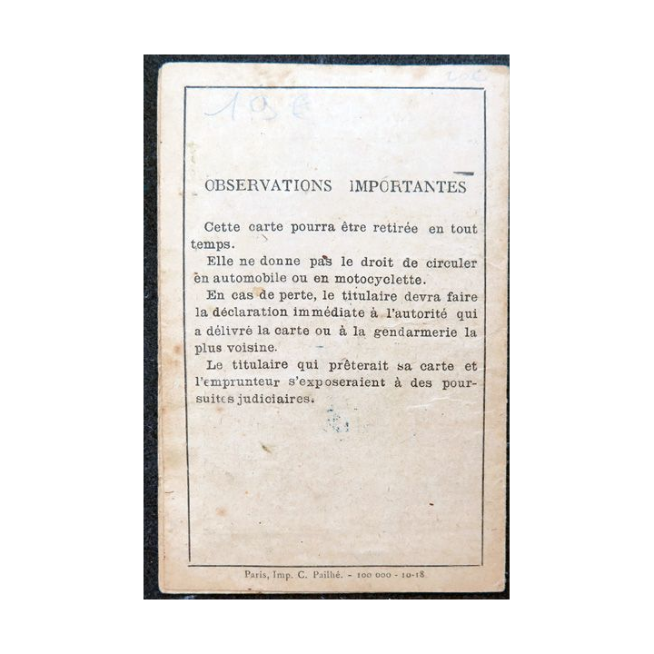 Carte de circulation dans la zone des Armées Belfort 1919
