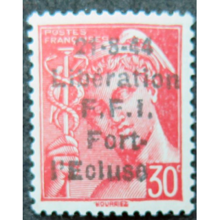 timbre Mercure 30 c légendé 21-8-44 libération F.F.I Fort l'Ecluse