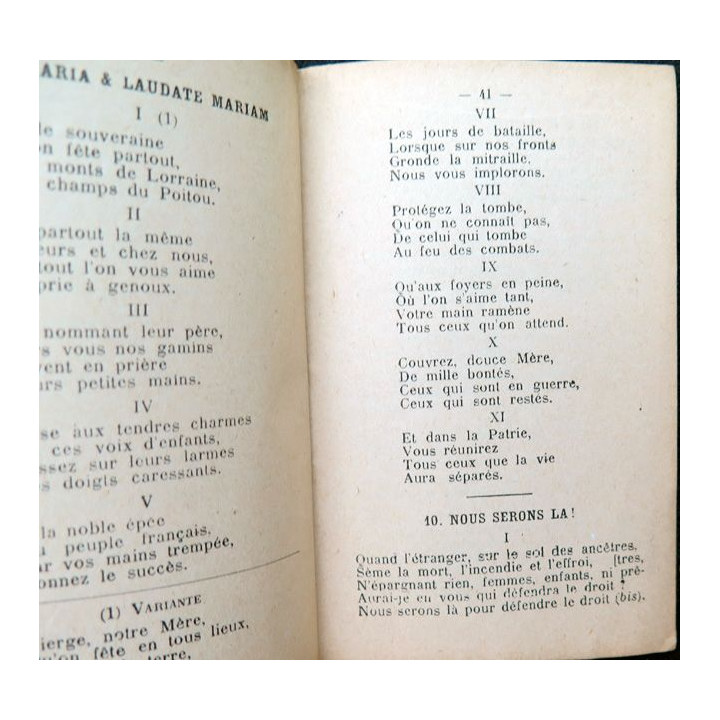 Carnet de prières et Chants pour le temps de la guerre par J. Bellouard 1915