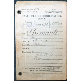 Fascicule de mobilisation de la Classe 1894 90° Régiment d'Infanterie Châteauroux édité en 1921