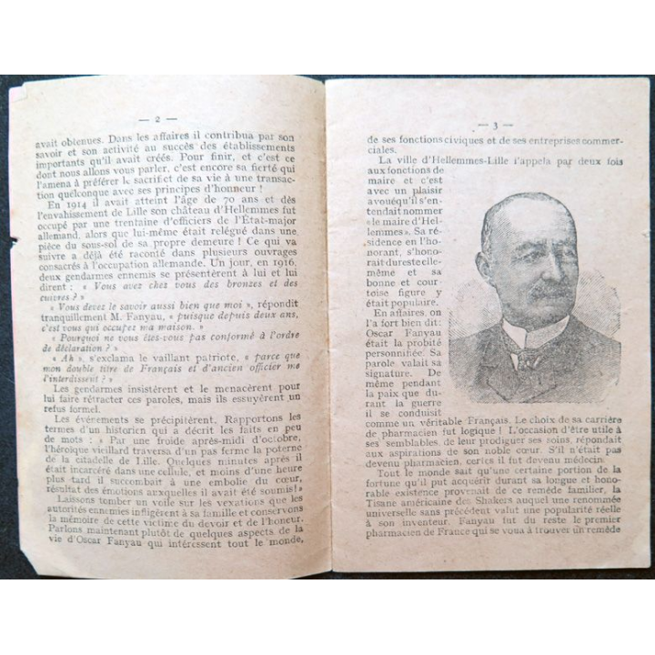 Petit fascicule Un français dans l'Âme édité en 1922 sur la vie de M. Fanyau d'Hellemmes-Lille