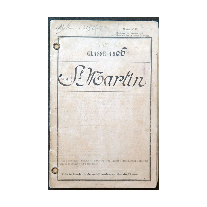 Livret militaire Classe 1906 de cavalerie Tarbes