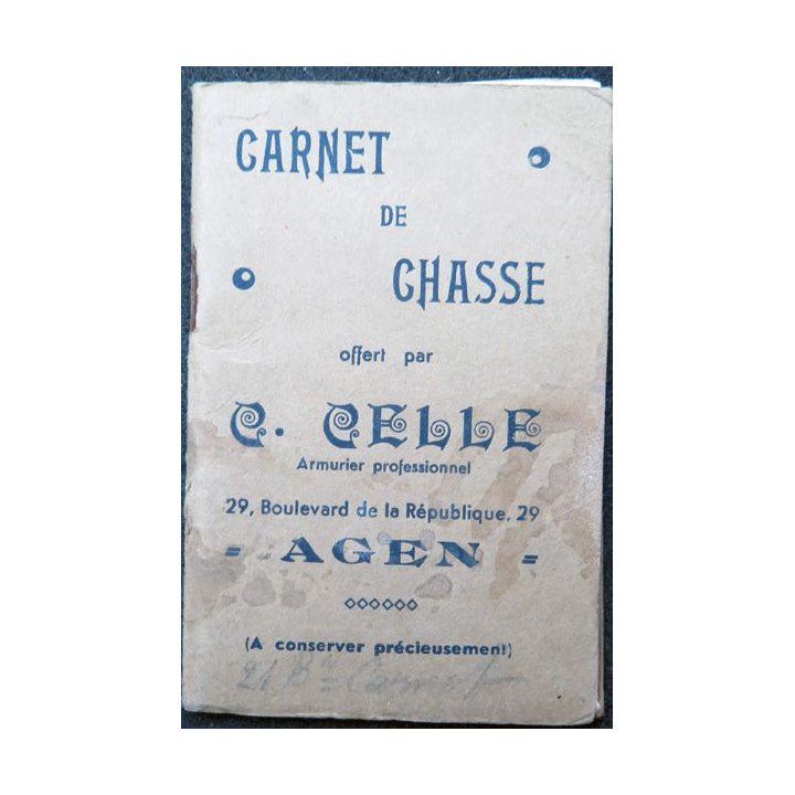 Carnet de Chasse offert par C. Celle 1946