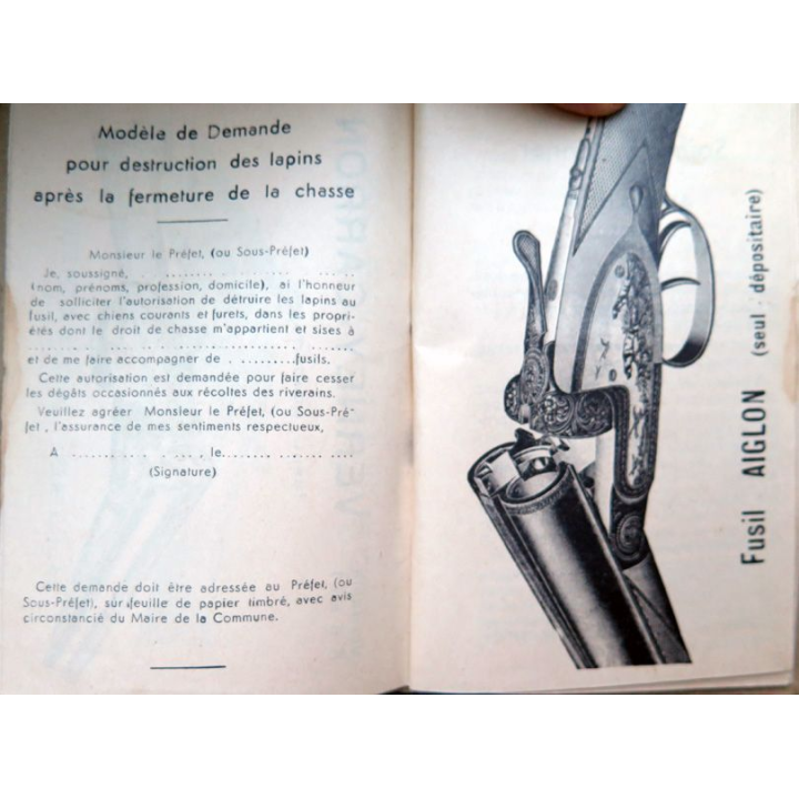 Carnet de Chasse offert par C. Celle 1946