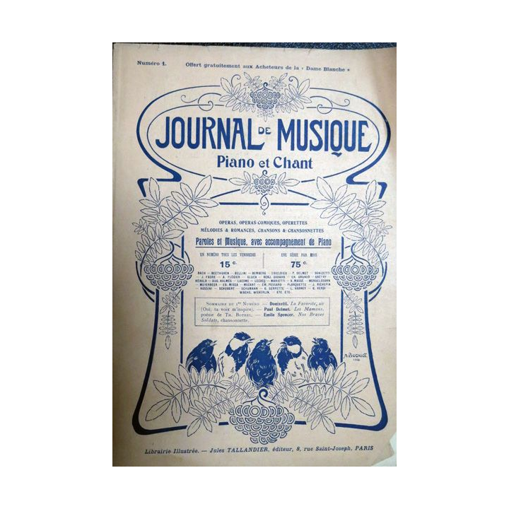 Journal de musique N° 1 - Piano et chant - Jules Taillandier Editeurs