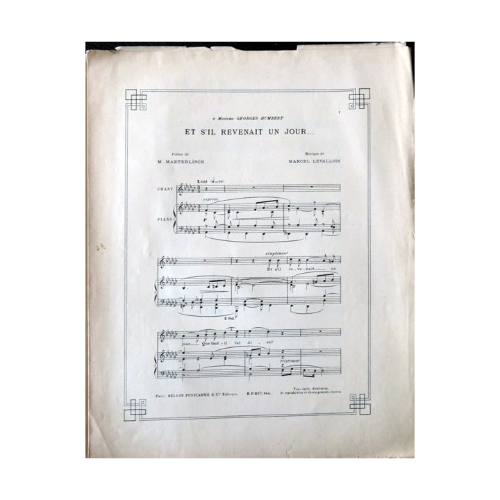 Et s'il revenait un jour - Musique de Marcel Levallois. Bellon, Ponscarme & Cie Paris