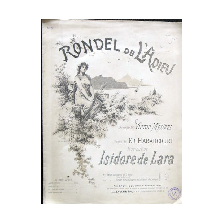 Rondel de L'adieu N° 3 - Chanté par Victor Maurel - Enoch & Cie Editeurs Paris