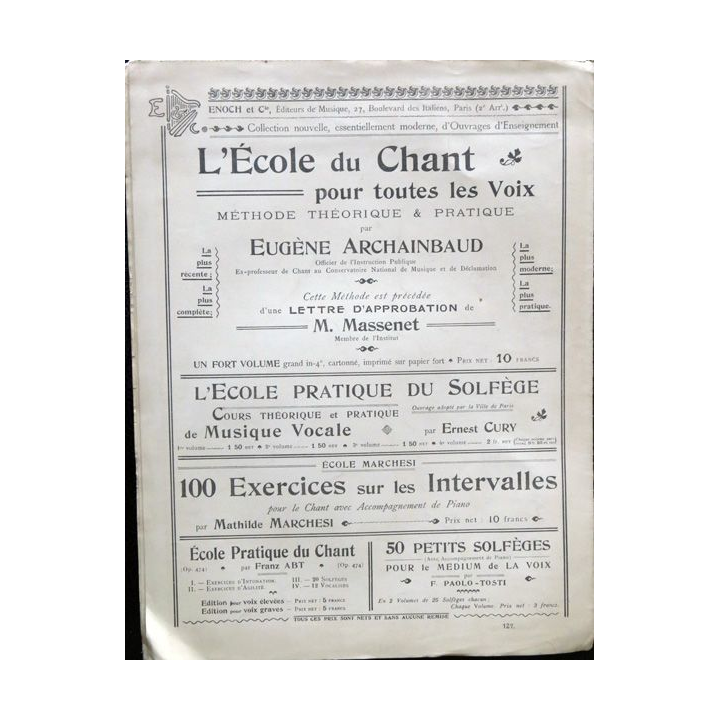 Rondel de L'adieu N° 3 - Chanté par Victor Maurel - Enoch & Cie Editeurs Paris