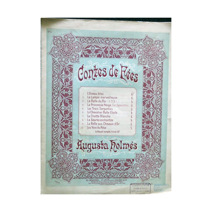 Contes de fées de Augusta Holmès - Au Menestrel- Heugel & Cie Editeurs
