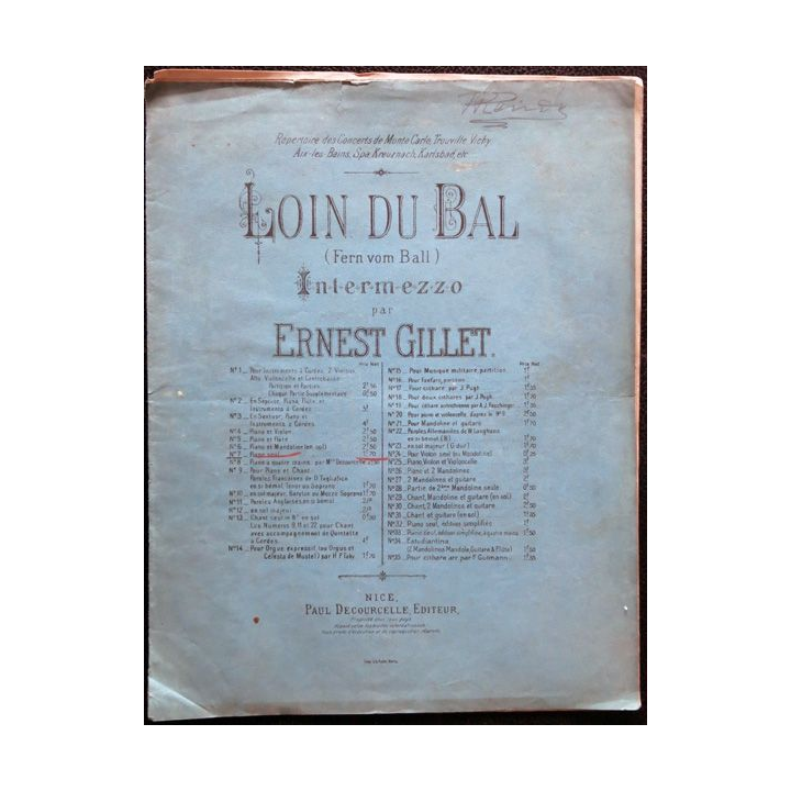 Loin du Bal (Ferm vom Ball) Intermezzo par Ernest Gillet - Paul Decourcelle Editeur