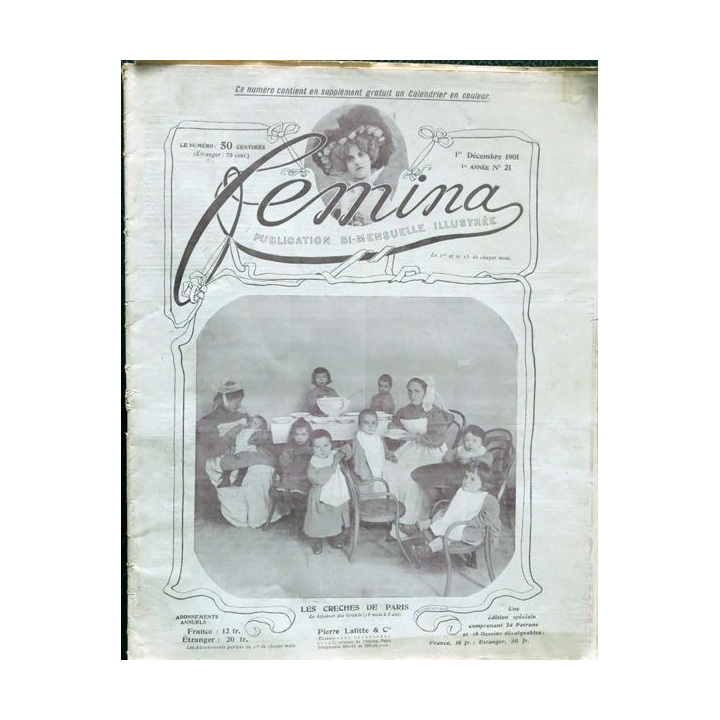 Publication Femina N° 21 - 1° année du 1° décembre 1901, Publication Pierre Lafitte Paris
