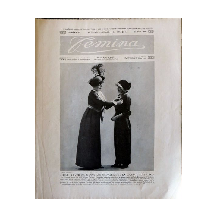 Publication Femina N° 297 - 13° année du 1° juin 1913, Publication Pierre Lafitte Paris