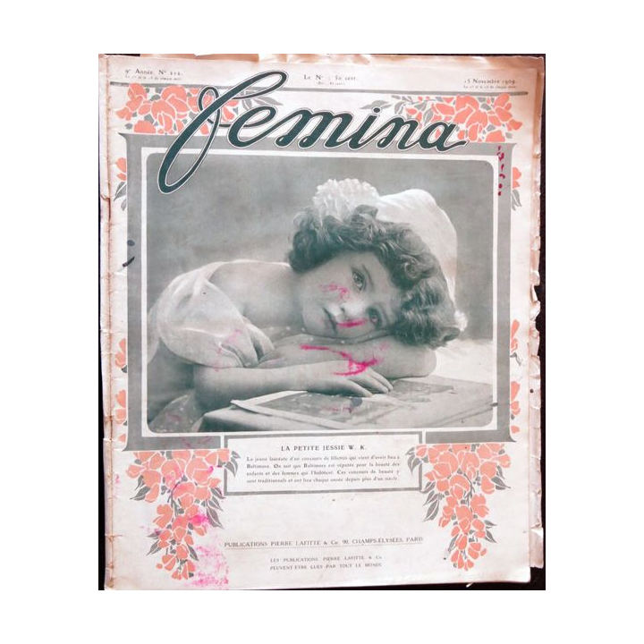 Publication Femina N° 212 - 9° année du 15 novembre 1909, Publication Pierre Lafitte Paris