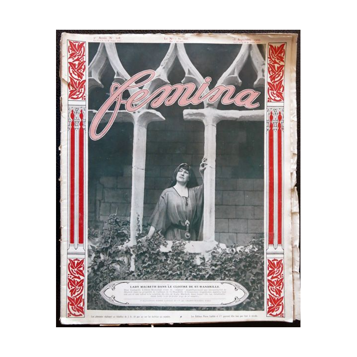 Publication Femina N° 208 - 9° année du 15 septembre 1909, Publication Pierre Lafitte Paris