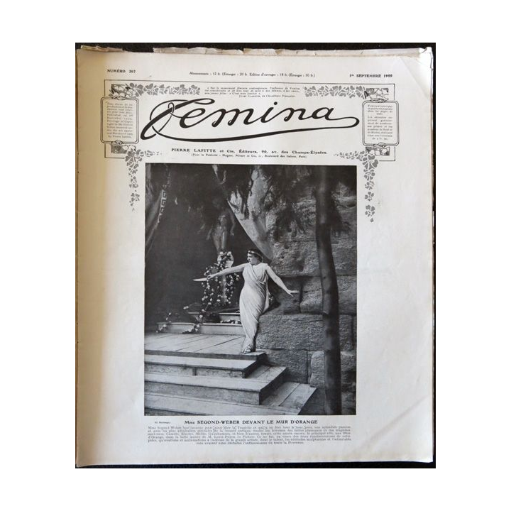 Publication Femina N° 207 - 9° année du 1° septembre 1909, Publication Pierre Lafitte Paris