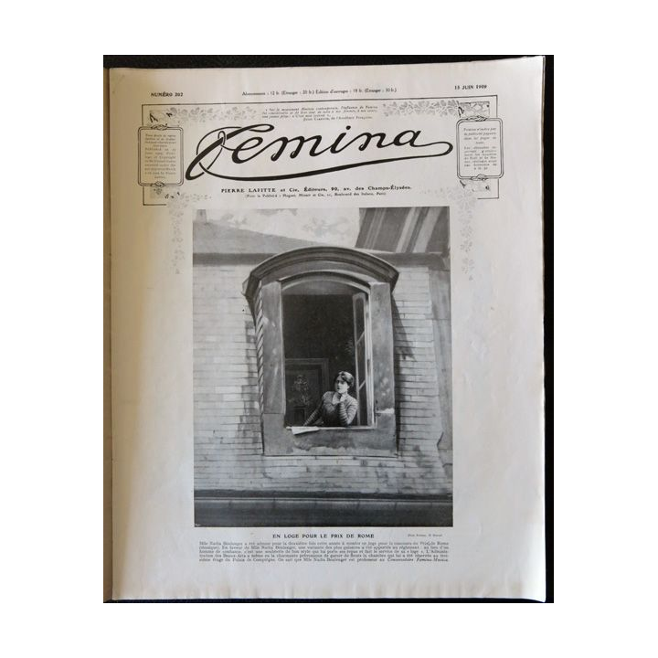 Publication Femina N° 202 - 9° année du 15 juin 1909, aux éditions Pierre Lafitte & Cie Paris