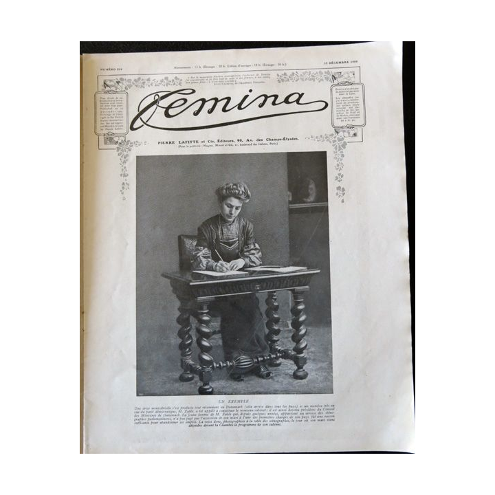 Publication Femina N° 214 - 9° année du 15 décembre 1909, aux éditions Pierre Lafitte & Cie Paris