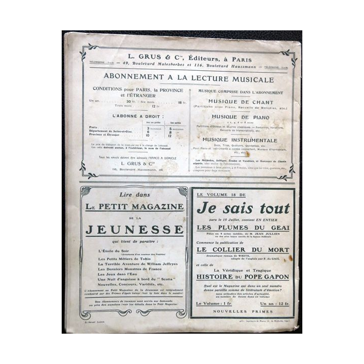 Album Musica N° 47, aux éditions Pierre Lafitte & Cie Paris