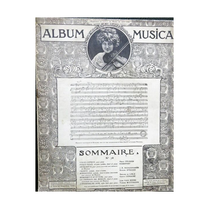 Album Musica N° 78, aux éditions Pierre Lafitte & Cie Paris