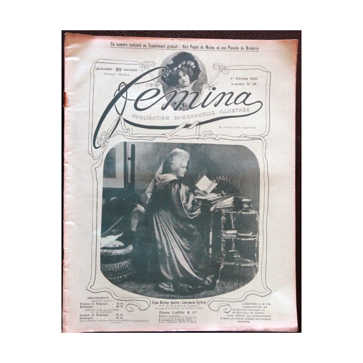 Publication Femina N° 49 - 3° année du 1° février 1903, aux éditions Pierre Lafitte & Cie Paris