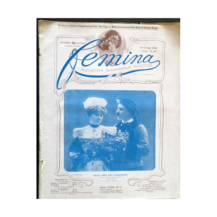 Publication Femina N° 50 - 3° année du 15 février 1903, aux éditions Pierre Lafitte & Cie Paris