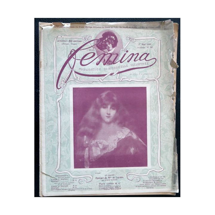 Publication Femina N° 55 - 3° année du 1° mai 1903, aux éditions Pierre Lafitte & Cie Paris