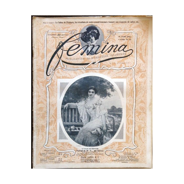 Publication Femina N° 54 - 3° année du 15 avril 1903, aux éditions Pierre Lafitte & Cie Paris