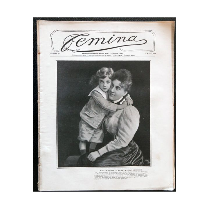 Publication Femina N° 52 - 3° année du 15 mars 1903, aux éditions Pierre Lafitte & Cie Paris