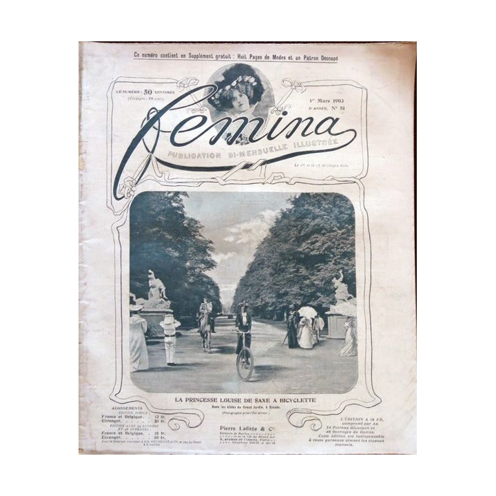 Publication Femina N° 51 - 3° année du 1° mars 1903, aux éditions Pierre Lafitte & Cie Paris